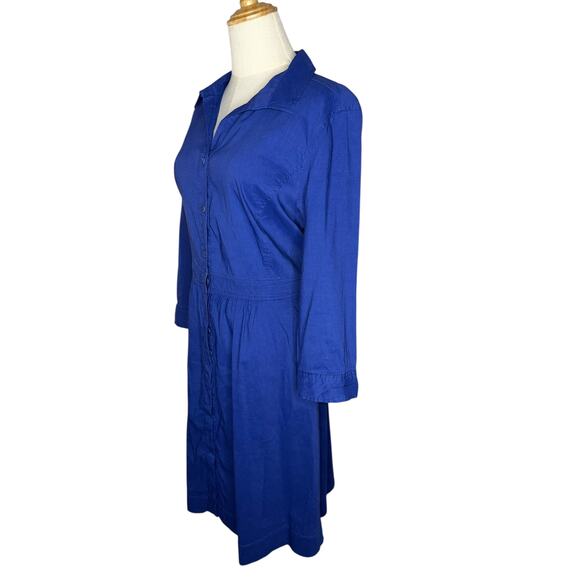 Eileen Fisher Long Sleeve Blue Dress Size Medium Linen Blend Button Down - Picture 7 of 10